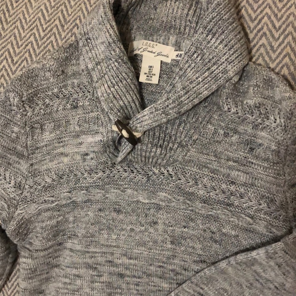 H&M LOGG men’s shawl collar sweater heather grey